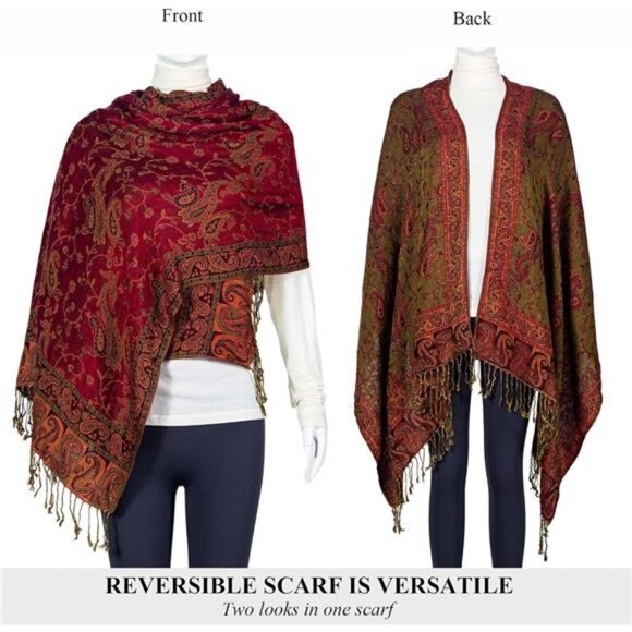 Shawls Wraps Rave Scarf for Women Dark Red - Picture 5 of 7